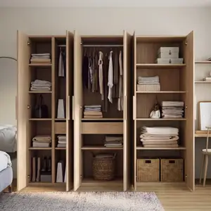 4 étagères 80 cm - Pack 2 CICERO effet chêne clair