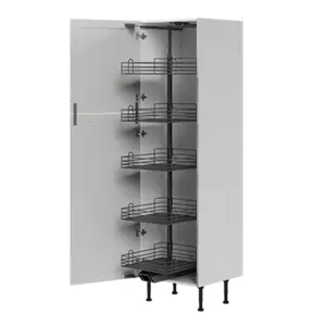 Colonne de rangement de cuisine 2 portes et 1 rangement coulissant ACASUS gris mat H.201 x L.60 cm x P.57 cm