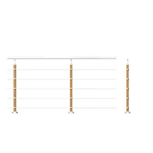 Kit garde-corps aluminium 2 m avec poteau chêne clair