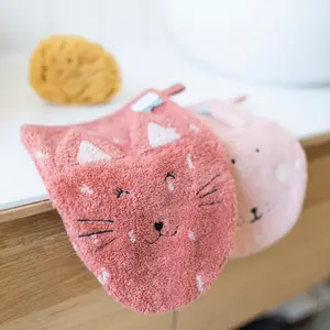 Lot de 2 gants de toilette Mrs. Cat et Mrs. Rabbit