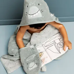 Lot de 2 gants de toilette Mr. Shark et Mr. Dino