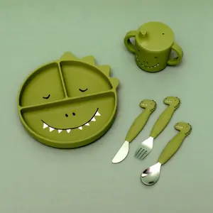 Set de couverts en silicone Mr. Dino (3 pièces)