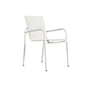 Fauteuil de jardin aluminium et textilène Aloha blanc Arcane H.84 cm