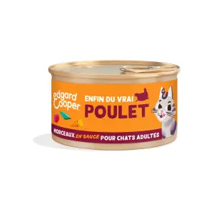 EDGAR & COOPER Boîte morceaux en sauce au poulet pour chats adultes 85g
