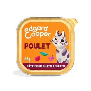 EDGAR & COOPER Barquette de pâté au poulet pour chats adultes 85g