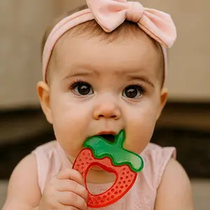 Lot de 2 anneaux de dentition à refrigérer Fraise