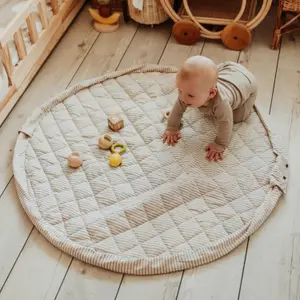 Tapis de jeu 2 en 1 Noomad Organic Soft Stripes Blue