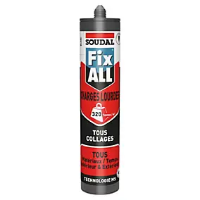 Mastic colle Soudal Fixall charges lourdes blanc 290ml
