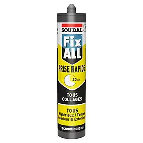 Mastic colle Soudal Fixall prise rapide blanc 290ml