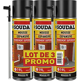 Mousse expansive Soudal jaune 3 x 500ml