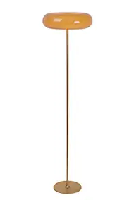 Lampadaire sixties Sentino pied métal doré abat-jour en verre taupe IP20 3 x G9 Ø40 x H.150cm Lucide