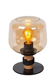 Lampe à poser métal noir et bois Ø18 x H.25 cm E27 40W Lucide