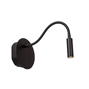 Applique murale intérieur LED articulée rechargeable Jolijn métal noir IP20 40lm 2W Ø.11 cm Lucide