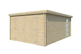 Garage en bois ép.34mm surface totale 23.3m² Toiture monopente en bacs acier