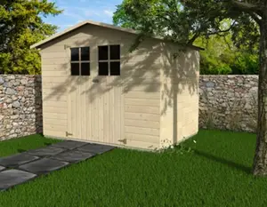 Abris de jardin en bois TOM 4,49 m² épicéa, porte vitrée 120x164 cm, plancher inclus