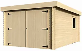 Garage en bois toit plat double porte Décor et jardin Galan