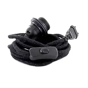 Baladeuse cordon jute & douille Chacon noir 4m