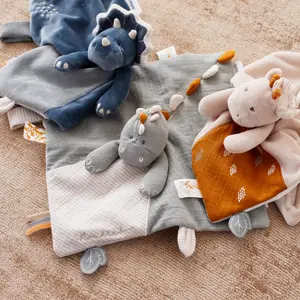 Doudou plat attache sucette Ops le tricératops TSO