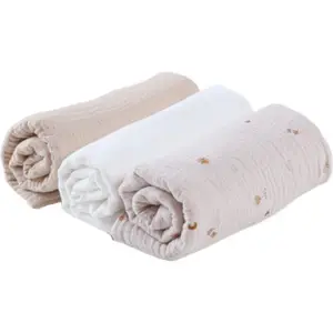 Lot de 3 langes en mousseline Bali, Moka &amp; Snow (70x70 cm)