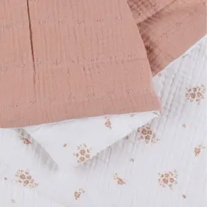 Couverture en mousseline bio Fleurs d'Antan (75x100 cm)