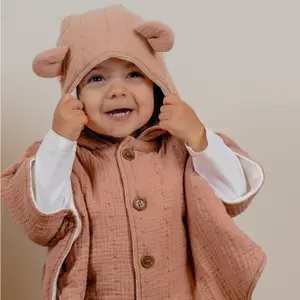 Poncho en mousseline bio Rose (6-18 mois)