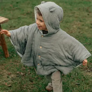 Poncho en mousseline bio Kaki (18-36 mois)