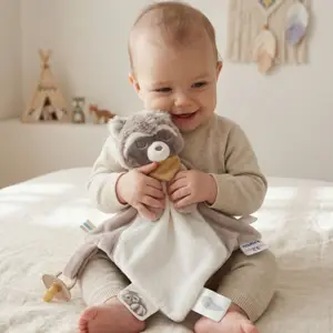 Doudou attache sucette Raku le raton laveur