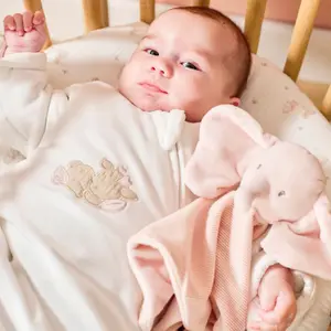Doudou attache sucette Fanfan l'éléphant Rose