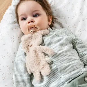 Doudou attache sucette Teddy Lapin Beige