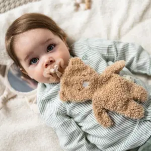 Doudou attache sucette Teddy Ours Caramel