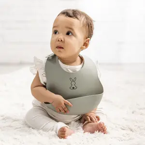 Bavoir en silicone à poche vert sauge