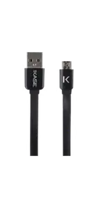 Cable plat vers Micro USB (1m) pour Android, Noir de Jais