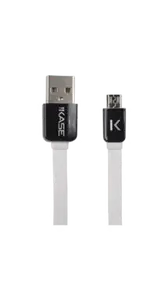 Cable plat vers Micro USB (1m) pour Android, Blanc Lumineux