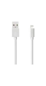 Câble Lightning certifié MFi Apple Charge/Sync (2M), Blanc Lumineux