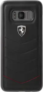 Ferrari Heritage Coque en cuir véritable pour Samsung Galaxy S8, Noir