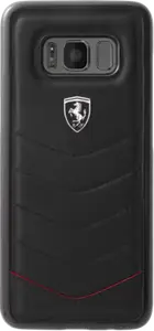 Ferrari Heritage Coque en cuir véritable pour Samsung Galaxy S8+, Noir
