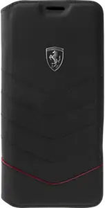 Ferrari Heritage Coque clapet en cuir véritable pour Samsung Galaxy S8+, Noir