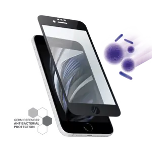 Protection d'écran antibactérienne en verre trempé ultra-résistant à bords incurvés pour Apple iPhone 6/6s/7/8/SE 2020, Noir