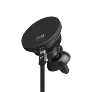 Chargeur de voiture sans fil détachable 2-en-1 (15W), Noir Carbone