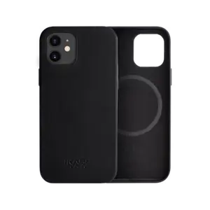 Coque magnétique en cuir véritable artisanal pour Apple iPhone 12 mini, Minuit Noir