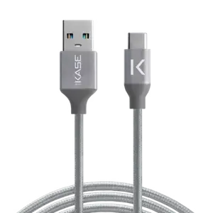Câble USB 3.2 Gen 2 charge rapide USB-C vers USB-A métallisé tressé Charge/sync (1M), Gris Sidéral