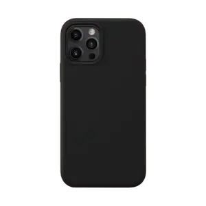 Coque en Gel de Silicone Doux pour iPhone 12/12 Pro, Noir satin