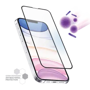 Protection d'écran antibactérienne en verre trempé ultra-résistant (100% de surface couverte) pour Apple iPhone 13 Pro Max, Noir