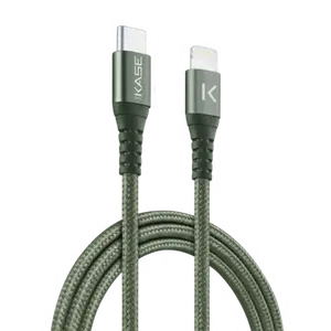 Câble USB-C vers Lightning certifié MFi Apple métallisé tressé Charge/sync (1M), Vert minuit