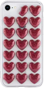 Coque Bling Bling In Love pailletée pour Apple iPhone 7/8/SE 2020, Rouge