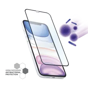Protection d'écran antibactérienne en verre trempé ultra-résistant (100% de surface couverte) pour Apple iPhone 12/12 Pro, Noir