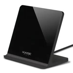 Support de recharge sans fil ultra fin en aluminium (Charge rapide 10W), Noir de Jais
