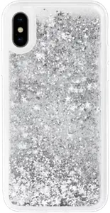 Bling Bling Coque pailletée hybride pour Apple iPhone X/XS, Argent Galaxie