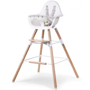 Kit de pieds longs pour chaise haute Evolu + repose-pieds en bois naturel blanc