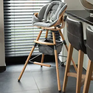Kit de pieds longs pour chaise haute Evolu + repose-pieds en bois naturel gris